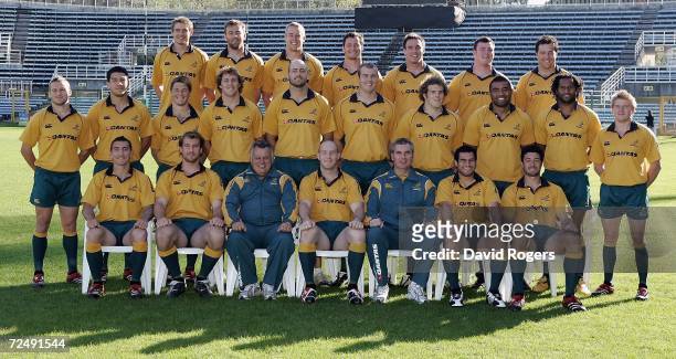 The Australian team pose for a team photo prior to the Wallabies captain's run at Stadio Flaminio on November 10, 2006 in Rome, Italy.