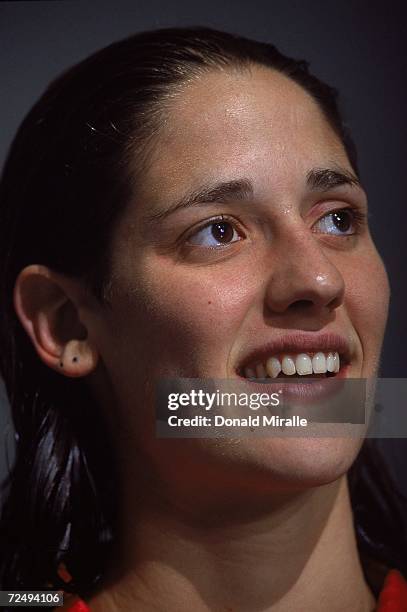 Kristy Kowal smiles during the Phillips 66 U.S. National Swimming Championships at the Weyerhauser King County Aquatic Center in Federal Way,...