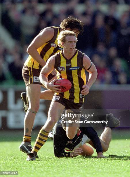 Rayden Tallis for Hawthorn in action during the round 17 AFL match played between the Hawthorn Hawks and the Carlton Blues held at the Melbourne...
