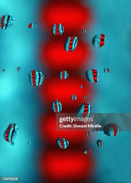 Detail of droplets of water reflecting a lane marker during the US Swimming National Championships at the IU Natatorium on April 3, 2003 in...