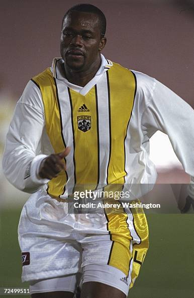 Stern John of the Columbus Crew runs on the field during the game against the Los Angeles Galaxy at the Rose Bowl in Pasadena, California. The Crew...