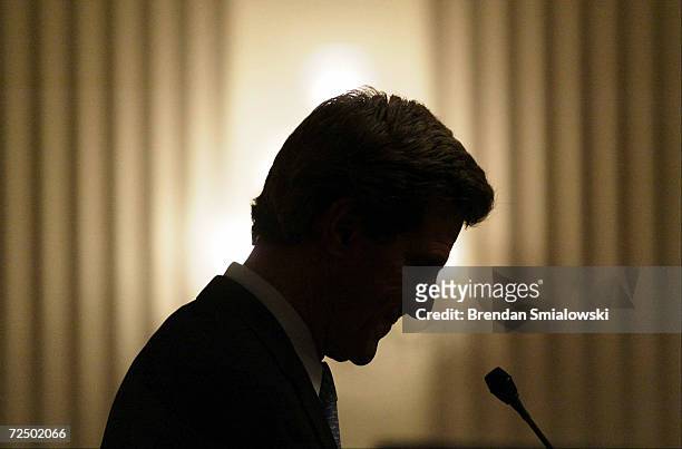 Democratic presidential candidate Senator John Kerry speaks during a special tribute for African American war veterans at the Congressional Black...
