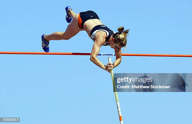 Mary Sauer competes in the Women's pole vault during the Home Depot Invitational, the first invitational stop on USA Track & Field?s 2004 Outdoor...