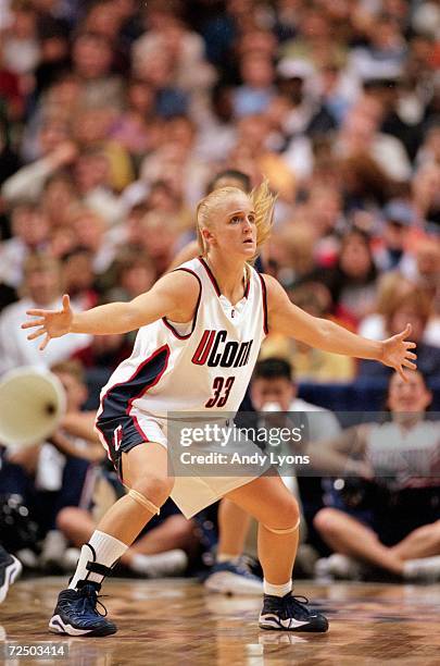 Shea Ralph of the UConn Huskies guards her player during the Womens NCAA Final Four Game against the Penn State Lady Lions at the First Union Center...