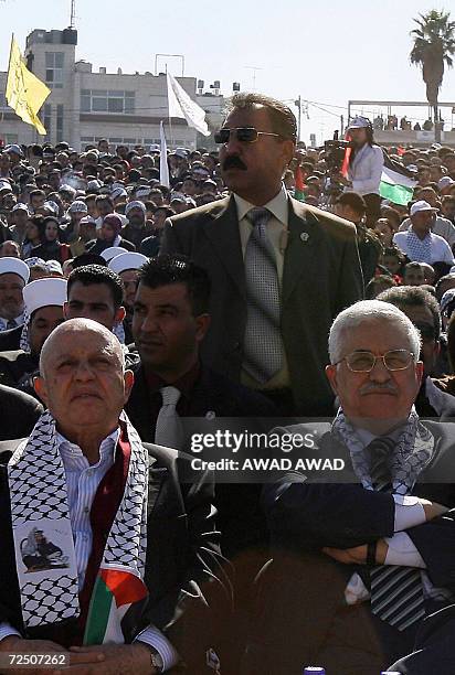 Palestinian President Mahmud Abbas and Prime Minister Ahmed Qorei attend ceremonies to commemorate the second anniversary of late leader Yasser...
