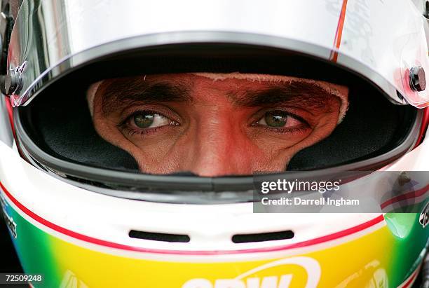 Justin Wilson, driver of the RuSPORT Lola Cosworth, looks on during practice for the ChampCar World Series Gran Premio Telmex on November 11, 2006 at...