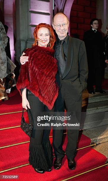 Actor Hans-Peter Korff and his wife Christiane Leuchtmann arrive at the Deutscher Sportpresseball on November 11, 2006 in Frankfurt, Germany.