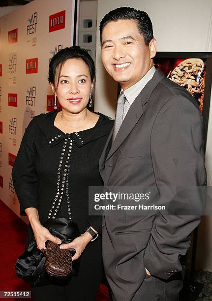 Actor Chow Yun Fat and wife Jasmine Chow arrive for the closing night gala presentation of the film "Curse of the Golden Flower" during AFI FEST 2006...