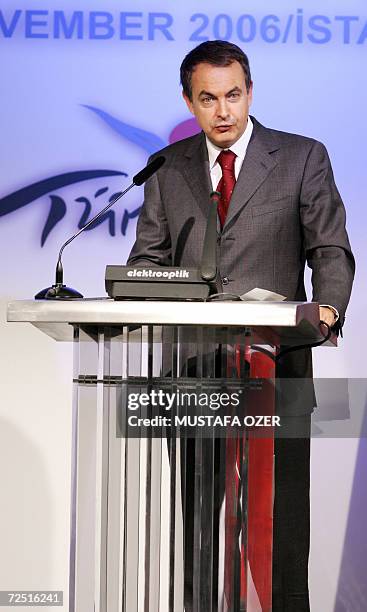 Spanish Prime Minister Jose Luis Zapatero speaks 13 November 2006 during a meeting of the Alliance of Civilizations in Istanbul, an initiative...