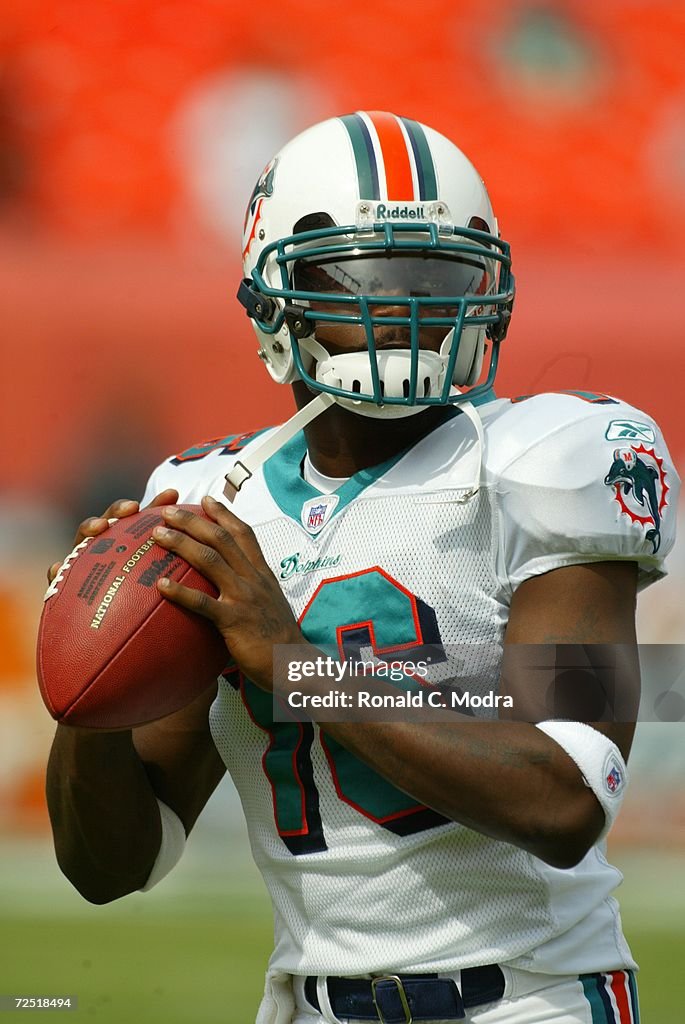 Marcus Vick of the Miami Dolphins practicing before a game against News  Photo - Getty Images
