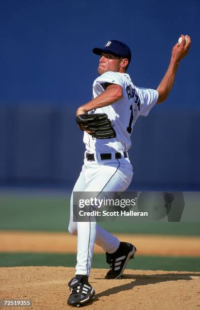 Matt Anderson of the Detroit Tigers winds back to pitch the ball during the Spring Training Game against the Atlanta Braves at Joker Marchant Field...