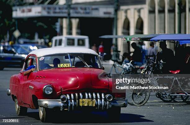 View of a Cuban Cab on the streets before the game between the Baltimore Orioles and the Cuban National Team at the Estadio LatinoAmericano in...