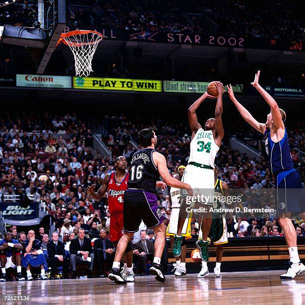 Paul Pierce of the Boston Celtics takes a jumpshot during the 2002 NBA All Star Game at the First Union Center in Philadelphia, Pennsylvania.NOTE TO...