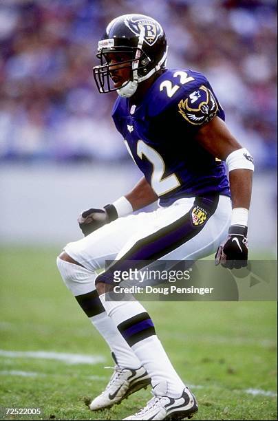 Duane Starks of the Baltimore Ravens moves during a game against the Jacksonville Jaguars at Camden Yards in Baltimore, Maryland. The Jaguars...
