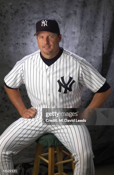 Portrait of Yankees'' rhp Roger Clemens taken during the New York Yankees'' Media Day at Legends Field in Tampa, Florida.DIGITAL IMAGE Photographer:...