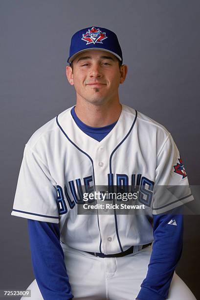 Pitcher Chris Baker of the Toronto Blue Jays poses for a studio portrait during Blue Jays Picture Day at the Dunedin Stadium in Dunedin, Florida....