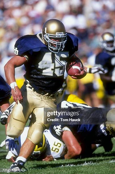 Joey Goodspeed of the Notre Dame Fighting Irish runs with the ball during a game against the Michigan Wolverines at the Notre Dame Stadium in South...