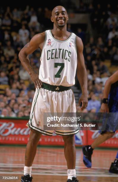 This is a close up of point guard Kenny Anderson of the Boston Celtics. The picture was taken during the NBA game against the Orlando Magic at the...