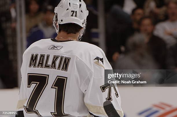 Evgeni Malkin of the Pittsburgh Penguins is shown from behind during the game against the Los Angeles Kings on November 1, 2006 at Staples Center in...