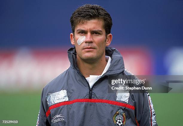 Ramon Ramirez of Team Mexico looks on during the F.C. Gold Cup 2000 Game against Team Canada at the Qualcomm Stadium in San Diego, California. Team...