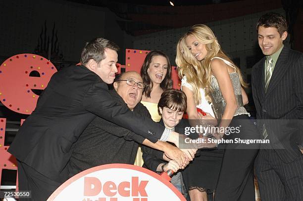 Actors Matthew Broderick, Danny DeVito, Kristin Davis, Sabrina Aldridge, Dyan Blue , Kelly Aldridge, and Ryan Devlin flip the switch to light up...