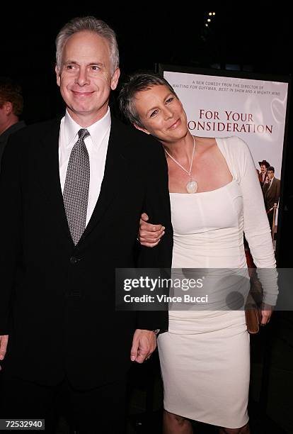 Actor/director Christopher Guest and wife, actress Jamie Lee Curtis attend the Los Angeles premiere of the Warner Independent Pictures' film "For...