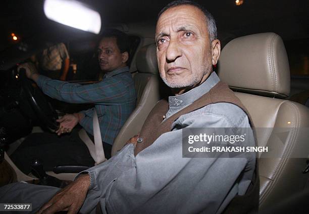 Leader of the Indian Kashmiri separatist All Parties Hurriyat Conference Professor Abdul Ghani Bhat arrives at the residence of Pakistan's High...