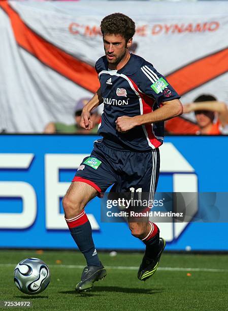 Pat Noonan of the New England Revolution controls the ball during the 2006 MLS Cup against the Houston Dynamo at Pizza Hut Park on November 12, 2006...