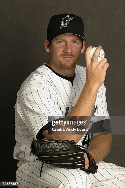 Ryan Dempster of the Florida Marlins is pictured during the Marlins media day at at their spring training facility in Viera , Florida. DIGITAL IMAGE.