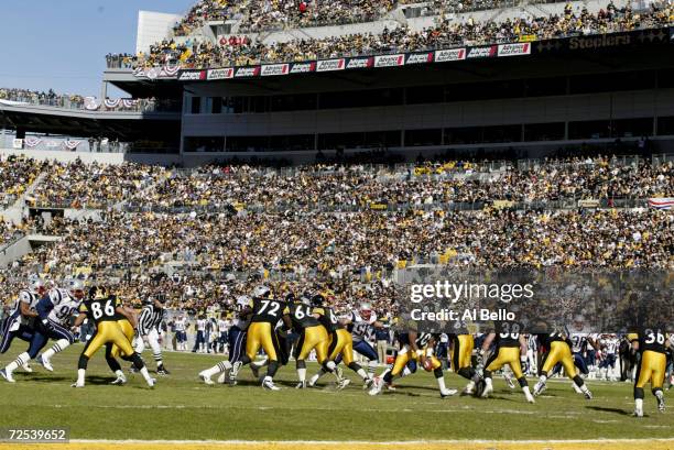General view of the action during the AFC Championship Game between the New England Patriots and the Pittsburgh Steelers at Heinz Field in...