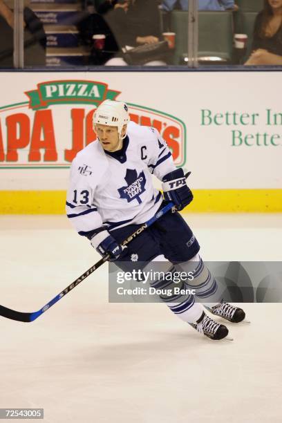 Mats Sundin of the Toronto Maple Leafs skates against the Florida Panthers at BankAtlantic Center on November 2, 2006 in Sunrise, Florida. The...