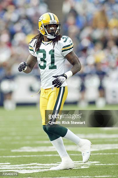 Al Harris of the Green Bay Packers jogs on the field during the game against the Buffalo Bills on November 5, 2006 at Ralph Wilson Stadium in Orchard...