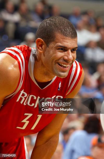 Shane Battier of the Houston Rockets smiles during the game against the Memphis Grizzlies on November 7, 2006 at FedExForum in Memphis, Tennessee....