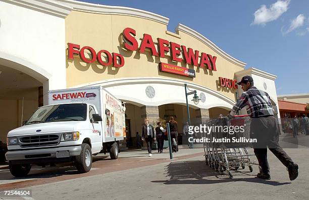 New Safeway.com delivery van is parked in front of a Safeway store March 13, 2002 in San Francisco, CA. Safeway Inc. Formally launched the...
