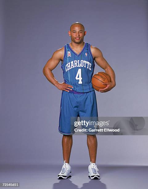 Guard David Wesley of the Charlotte Hornets poses for a studio portrait during the Charlotte Hornets Photo Shoot in Charlotte, North Carolina. \ NOTE...