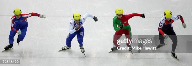 Peter Jelen of Slovakia, Tom Iveson of Great Britain, Ivan Belov of Belarus and Alexander Gertsikov of Russia at the start of the 8th preliminary...