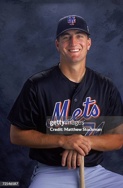 Catcher Jason Phillips of the New York Mets poses for a studio portrait during Spring Training Photo Day in Port St. Lucie , Florida.