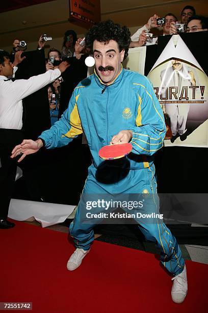 Actor Sacha Baron Cohen arrives in character as Kazakh journalist Borat Sagdiyev at the Melbourne premiere of his film Borat: Cultural Learnings Of...