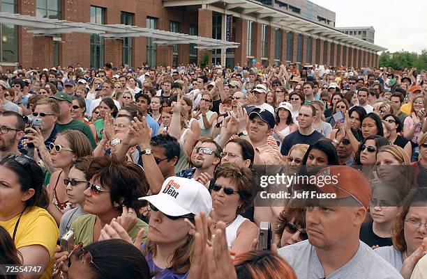 Hundreds gather at the launch of The "One" Campaign to Fight Global Aids and Poverty May 16, 2004 in Philadelphia, Pennsylvania. Activists including...