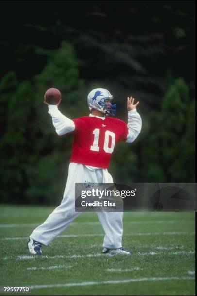 Charlie Batch of the Detroit Lions in action during Rookie Camp at the Silverdome Practice Field in Pontiac, Michigan. Mandatory Credit: Elsa Hasch...