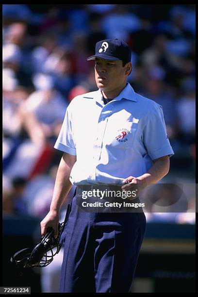 An umpire looks on during a game between the Pittsburgh Pirates and the Chicago White Sox at McKechnie Field, Florida.