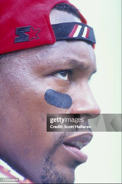 Linebacker Hardy Nickerson of the Tampa Bay Buccaneers looks on during the game against the Carolina Panthers at the Raymond James Stadium in Tampa...