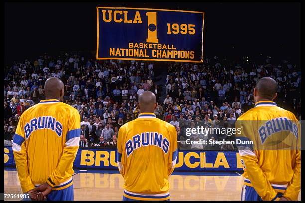 The banner ceremony celebrating UCLA's championship record takes place at the Pauley Pavilion in Los Angeles, California before the game against the...