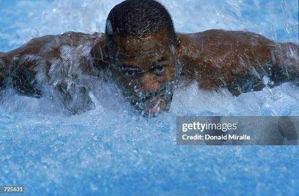 Byron Davis of the USA swim in the Mens Event during the Janet Evan's Invitational at the McDonalds Swim Stadium in Los Angeles, California.Mandatory...