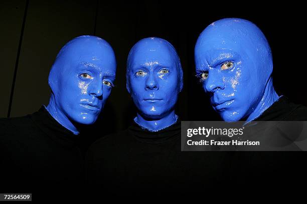 The Blue Man Group poses at the Distinctive Asset Gift & Lounge during the Academy of Country Music Awards held at the Mandalay Bay on May 17, 2005...