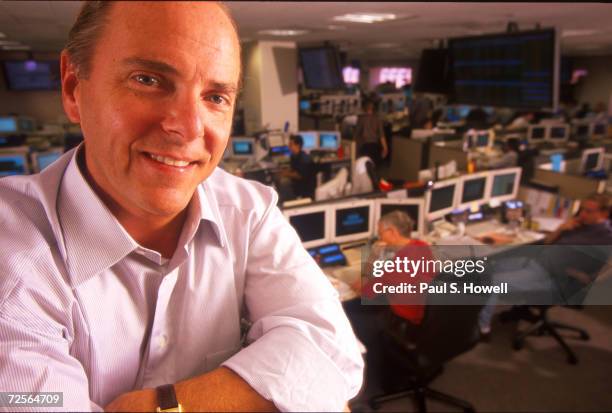 Portrait of Enron president Jeffrey Skilling posing on the trading floor August 17, 2000 in Houston, Texas.