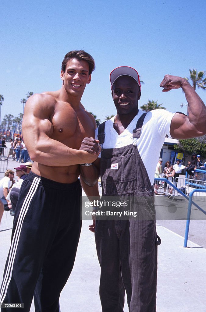 Tae Bo creator Billy Blanks poses with body builder Frank Sepe May