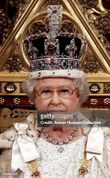 Queen Elizabeth ll wears the Imperial State Crown at the State Opening of Parliament on November 15, 2006 in London, England.