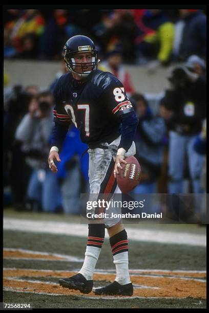 Wide receiver Tom Waddle of the Chicago Bears looks on during a playoff game against the Dallas Cowboys at Solder Field in Chicago, Illinois. The...