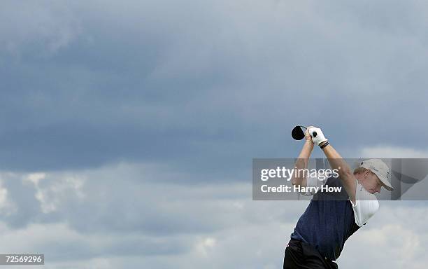 Ernie Els of South Africa tees off on the 8th hole during the first round of the U.S. PGA Championship at the Whistling Straits Golf Course on August...